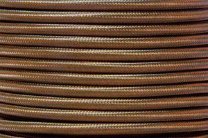 Brown Bronze Braided Fabric Cable 1 metre – 3 Core 0.75mm