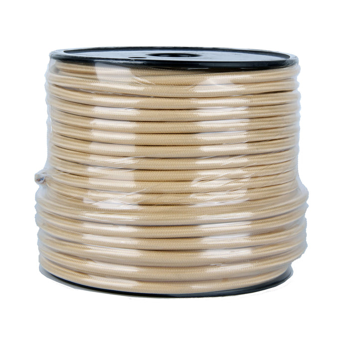 Pastel Beige Braided Fabric Cable 1 metre – 3 Core 0.75mm