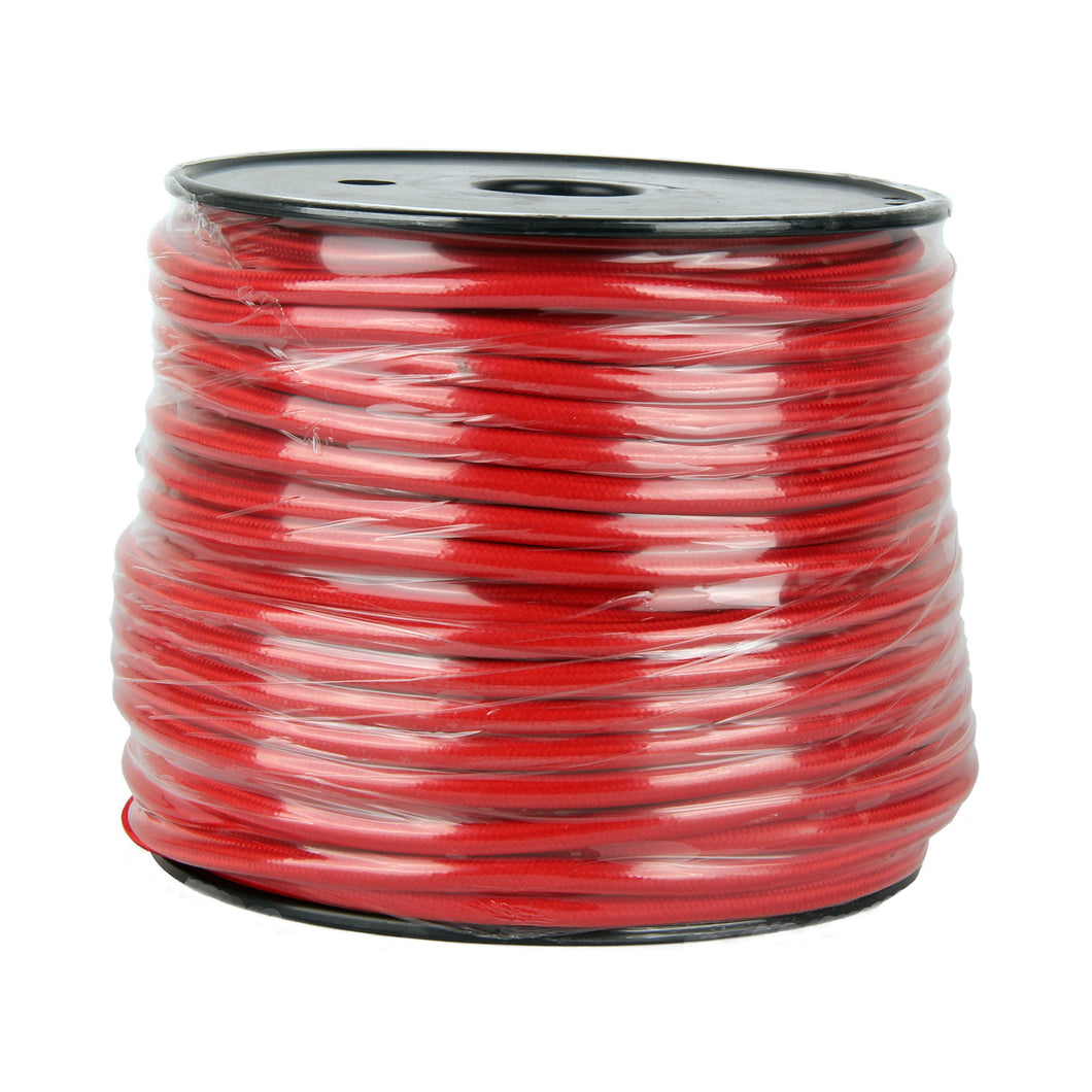 Ruby Red Braided Fabric Cable 1 metre – 3 Core 0.75mm