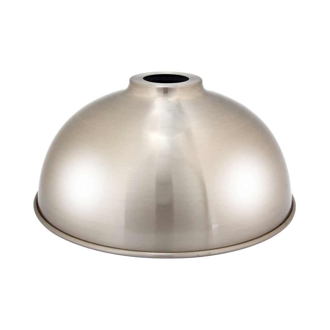 Large Dome Shaped Vintage Metal Lampshade – Brushed Nickel