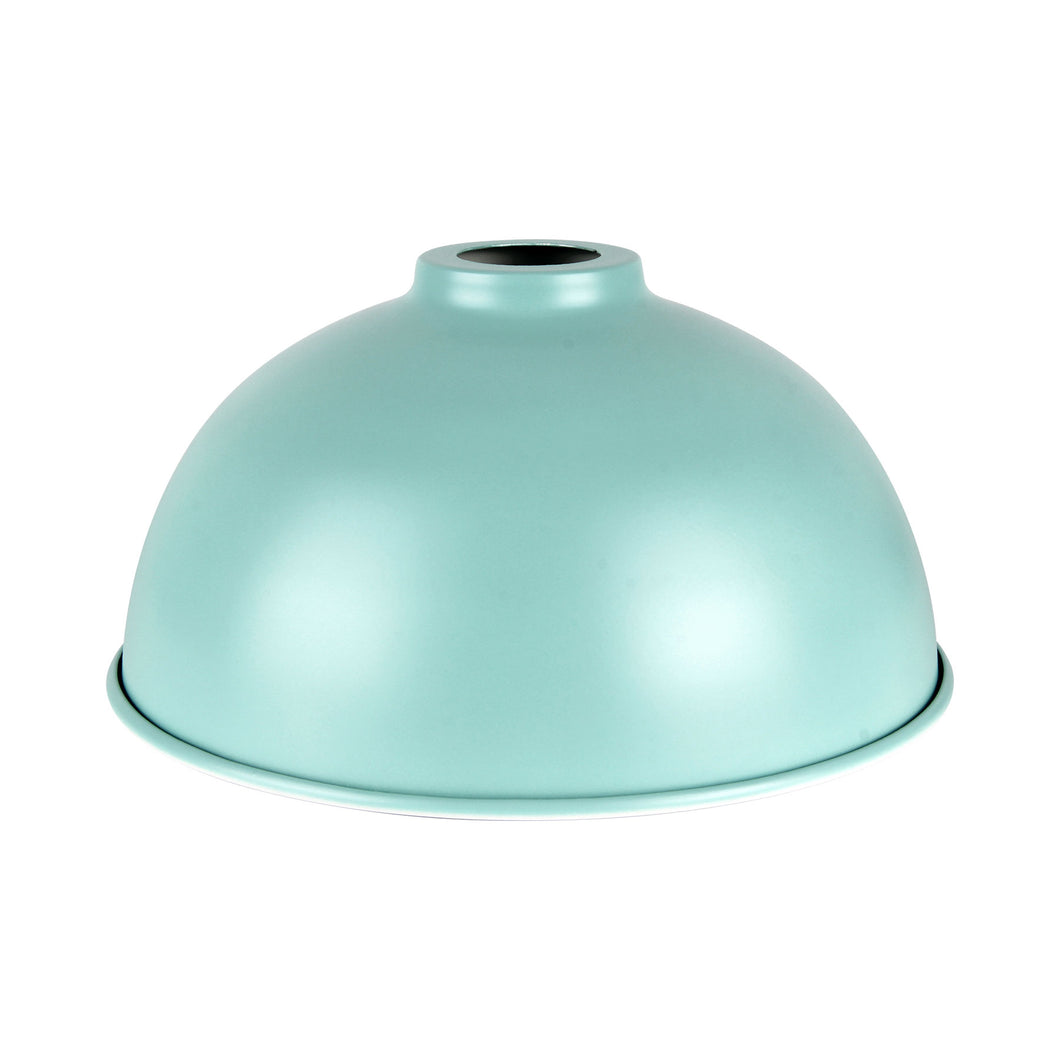 Large Dome Shaped Vintage Metal Lampshade – Pastel Blue