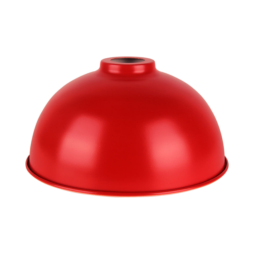 Large Dome Shaped Vintage Metal Lampshade – Rosy Red