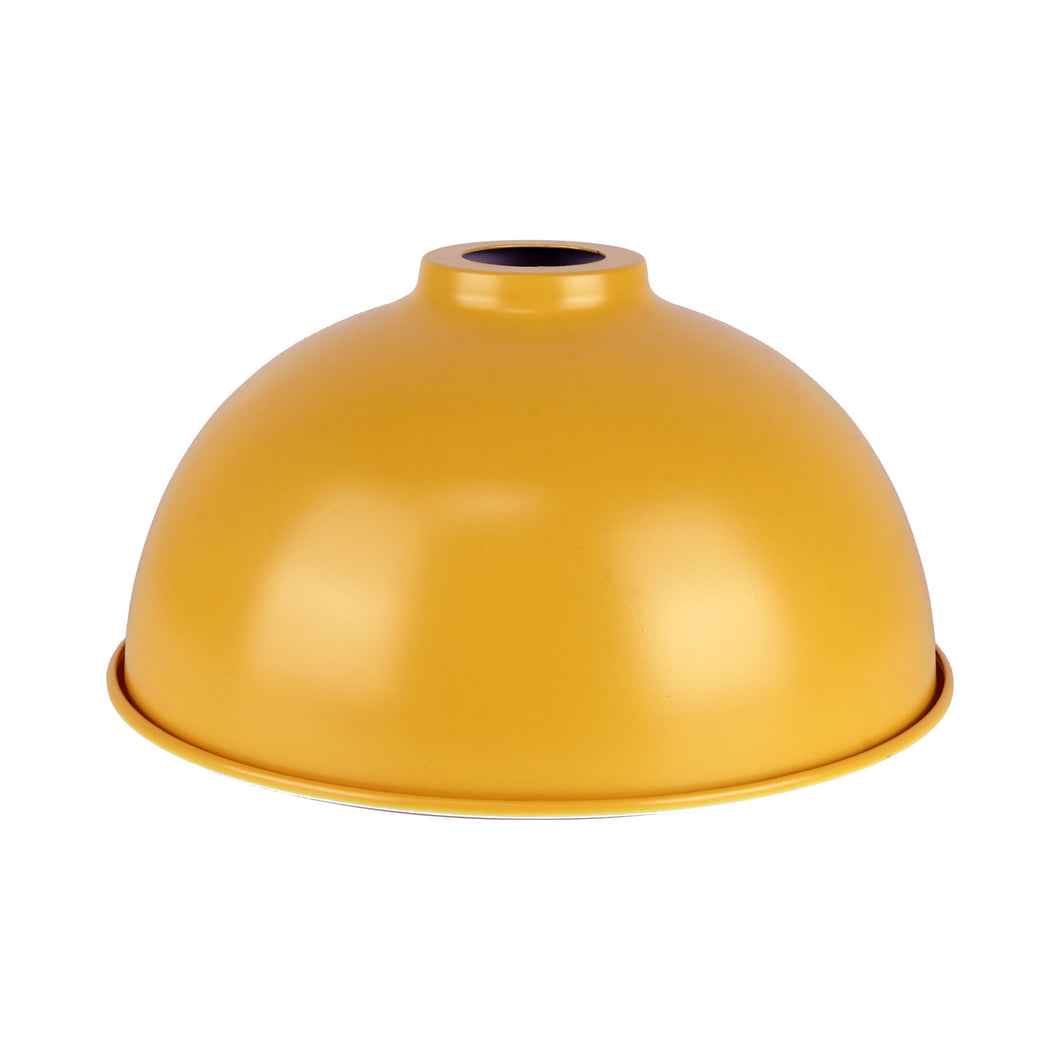 Large Dome Shaped Vintage Metal Lampshade – Yellow