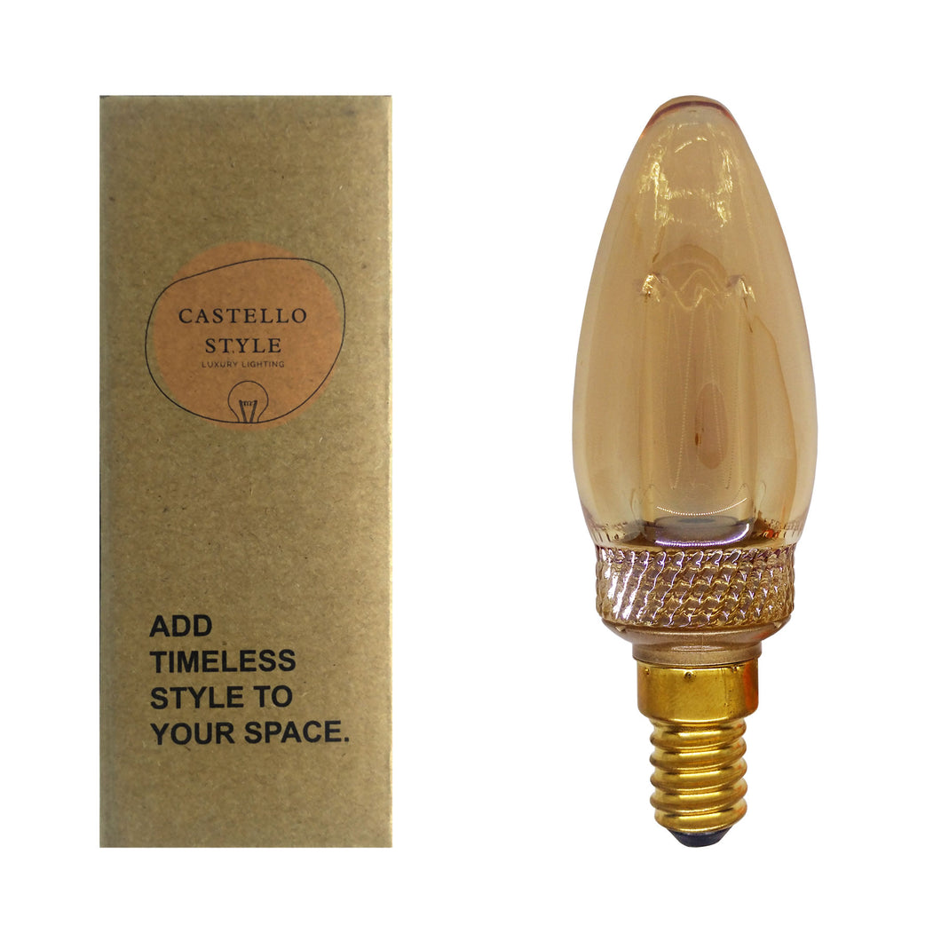 Gold Candle Squirrel Cage Filament LED Bulb - Warm Glow