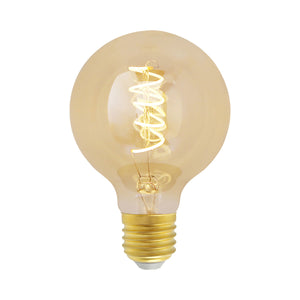 Gold 4W LED 95mm Globe Spiral Filament E27 ES Screw Dimmable